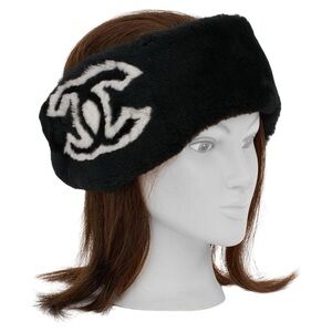 CHANEL Black and White Logo Hairband